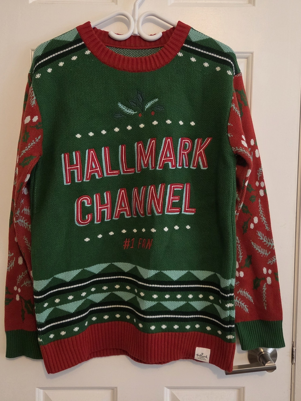Hallmark Green & Red 'Hallmark Channel' Holiday Crewneck Sweater
